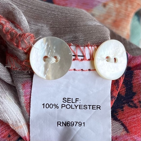 •Fig and Flower• Semi-Sheer Multi-Patterned Button Down Blouse - Size Medium - Picture 6 of 8